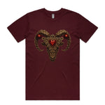 Maroon t-shirt with the Aries design